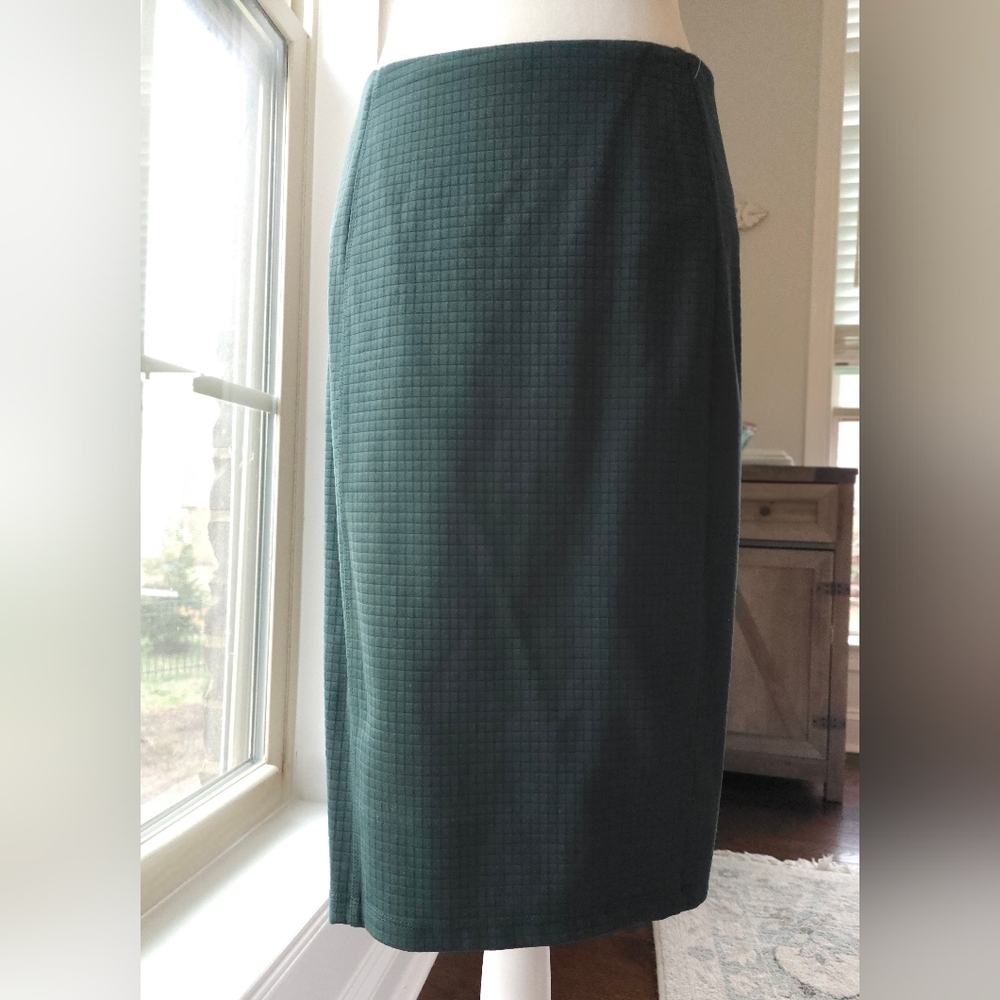 Liverpool LA Dark Green Textured Grid Pencil Skirt Size 4 / 27 NWT Stitch Fix
